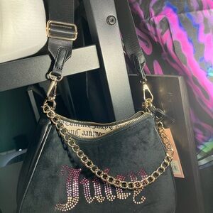 Juicy Couture Black Shoulder Bag with Gold Accents